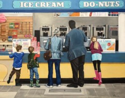 Tony Podue "Family at the Ice Cream Stand" Oil/Acrylic, POR