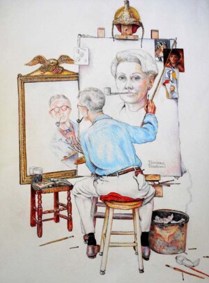 Pat Edep "Rockwell + Me x 3" Pencil Painting 1st Place Winner