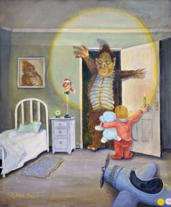 Robert Meyer "Closet Surprise" Oil/Acrylic, $600