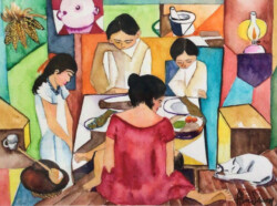 Alice Sioson "Thanksgiving Prayer" WaterColor NFS