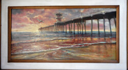 Pat Edep "Ebb Tide Huntington Beach Pier" Oil/Acrylic, NFS