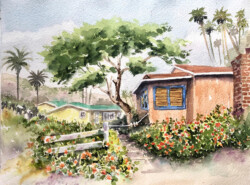 Sandy Winkler "Crystal Cove Bungalow" WaterColor, NFS