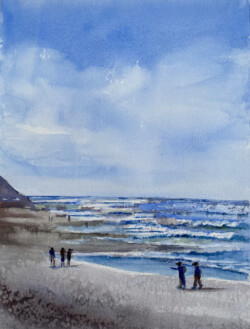 Alix Sullivan "Beach Stroll" Watercolor, NFS