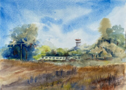 Alix Sullivan "Planes and Trains" Watercolor, NFS