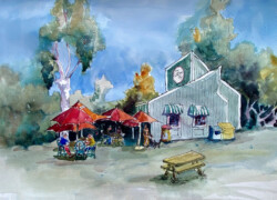 Carrol Wolf "Park Bench Cafe in Huntington Beach, CA" Other Media, $700