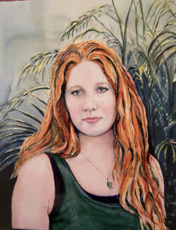 Hedi Roethel "Green in Green" Watercolor, $400