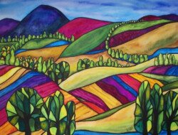 Irene Williams "Hobbit Hills West" Watercolor, $200
