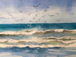 Joan Boryta "Flying Frenzy" Watercolor, $350
