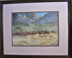 Robert Meyer "Round Up" Watercolor, NFS