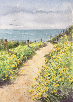 Sandy Winkler "Crystal Cove Path" Watercolor, $120