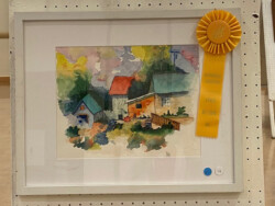 Stan Wolf "Barnyard at Sunset" Watercolor, $649