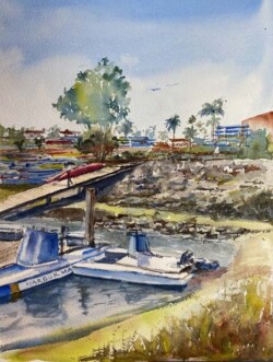 Alexandra Sullivan "Boats at Newport Aquatic Center" Watercolor NFS