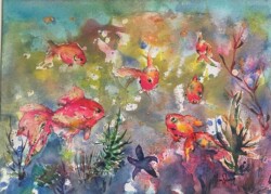 Alice Sioson "Goldfish" Watercolor NFS