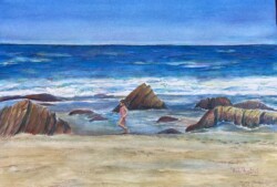 Hedi Roethel "Among the Rocks at Crystal Cove" Watercolor $600