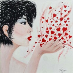 Kathleen Smalley "Blowing Kisses" Watercolor $500