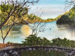 Kathleen Smalley "Walk Along the River" Watercolor $900
