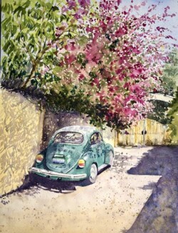 Sandy Winkler "Volkswagen in Shade" Watercolor NFS