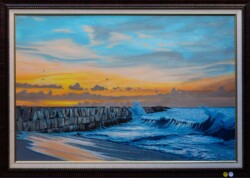 Tony Podue "San Pedro Breakwater" Oil/Acrylic POR