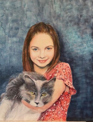 Hedi Roethel Watercolor "Emma with Angel"