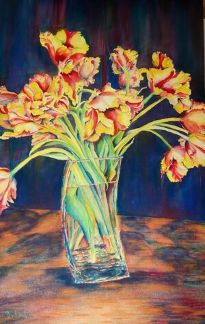 Hedi Roethel Watercolor "Exuberant Tulips"