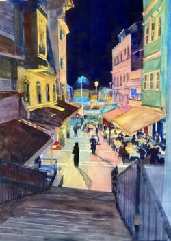 Carrol Wolf "Istanbul Evening" Watercolor