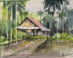 Darshini Aithal "Blissful Abode" Watercolor