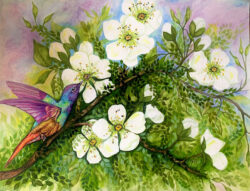 Irene Williams "Bird and Blossoms" Watercolor