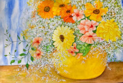 Irene Williams "Yellow Vase" Watercolor