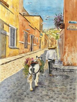 Sandy Winkler "San Miguel de Allende Burro" Watercolor