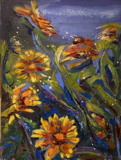 Carol Taylor "Black Eyed Susan's at HB Central Park" Oil