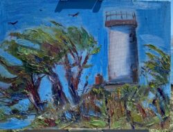 Carol Taylor "Springtime at Piedras Blancas Lighthouse, Plein Air" Oil