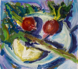 Carol Taylor "Still Life with Asparagus Lemon and Radishes" Acrylic