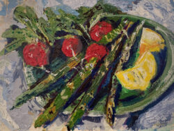 Carol Taylor "Still Life with Radishes Asparagus and Lemons"