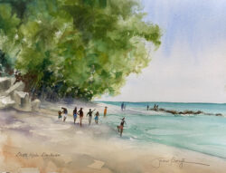 Joan Boryta "Boys on the Beach" Watercolor